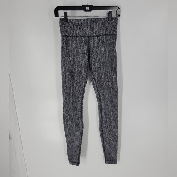 Lululemon Grey White Cotton Feel Wunder Under Leggings 4 - Picture 1 of 7